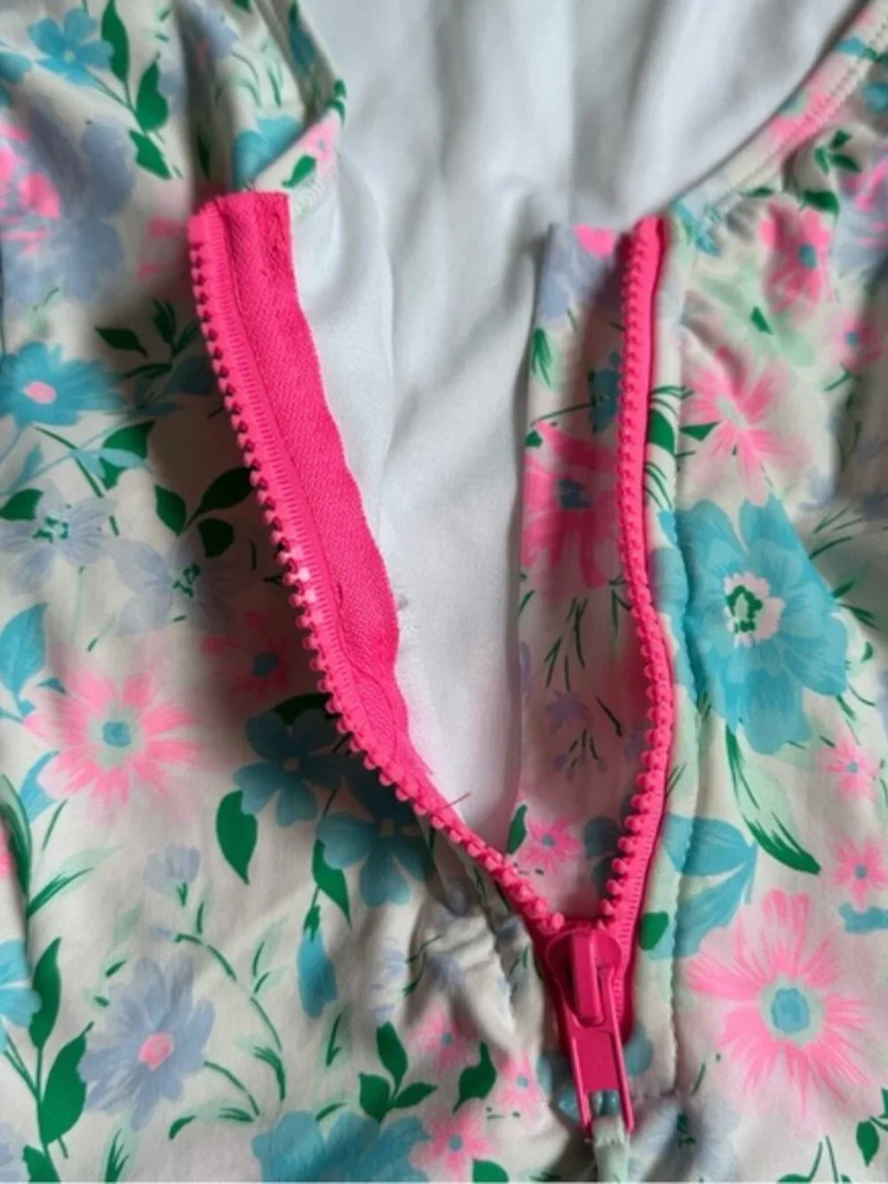 Celebrity Pink | Long Sleeve Zip-Front One-Piece Swimsuit | Size Large (11-13)
